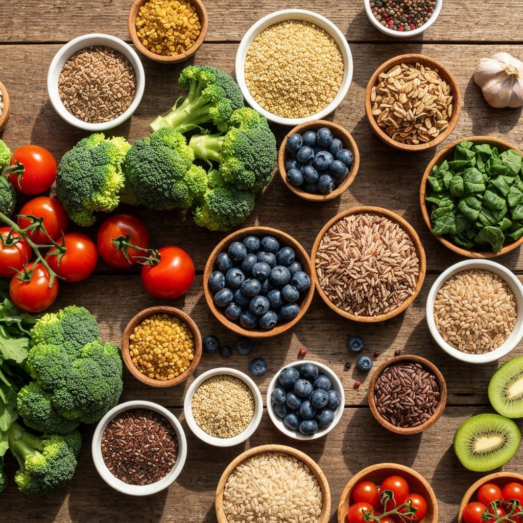 Fresh colorful vegetables and fruits representing balanced nutrition